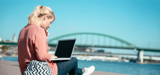a woman using a computer